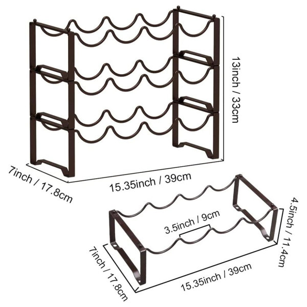 Belfry Kitchen 12 Bottle Tabletop Wine Bottle Rack in Color of bronze